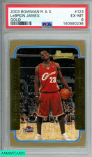 2003 BOWMAN ROOKIES STARS LEBRON JAMES #123 GOLD CAVALIERS RC PSA 6 EX-MT