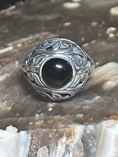 Southwestern Style Black Onyx And Sterling Silver Ring Size 5.5