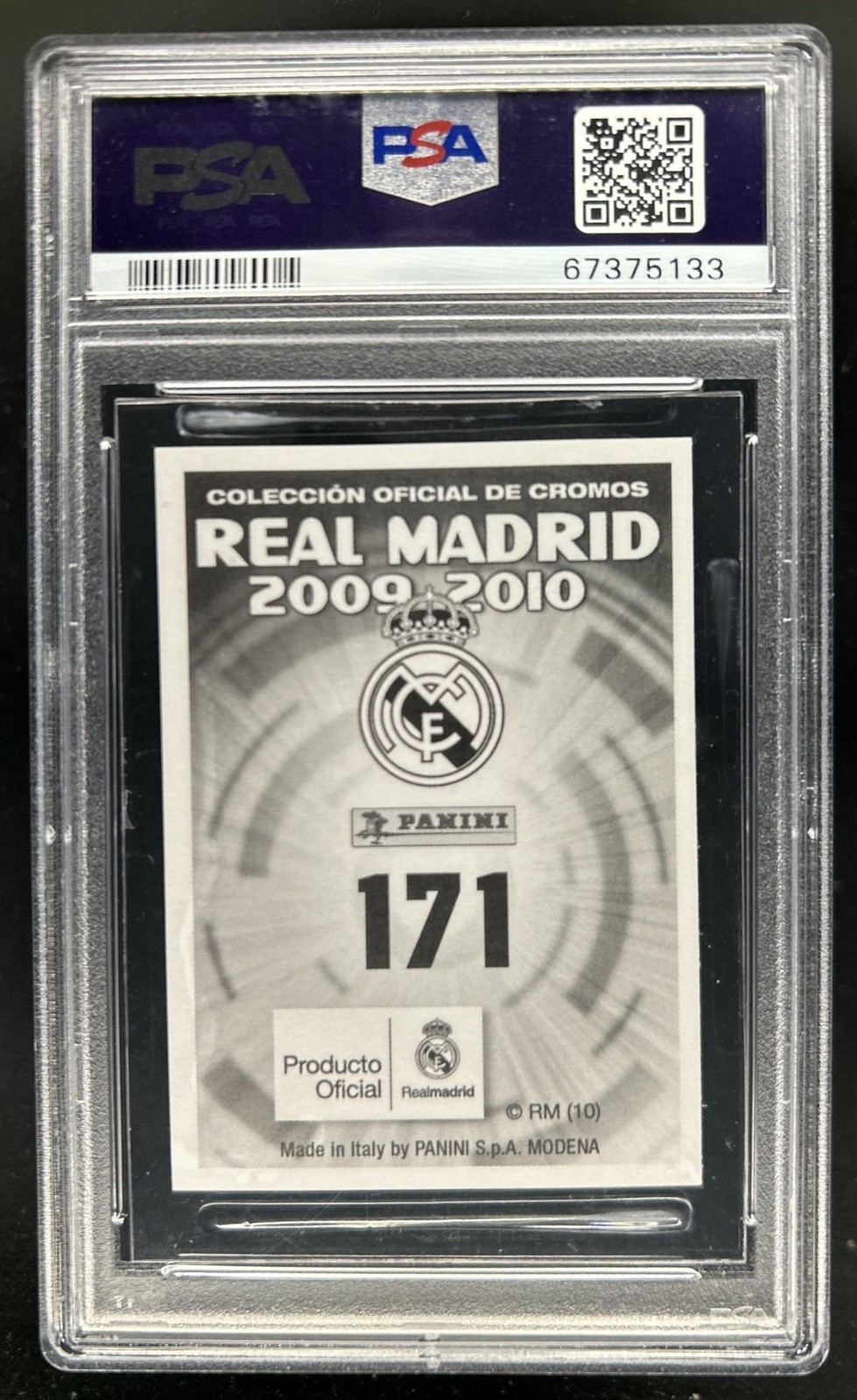 2009 Panini Real Madrid Hombres Record Cristiano Ronaldo PSA 10 GEM MINT view 2
