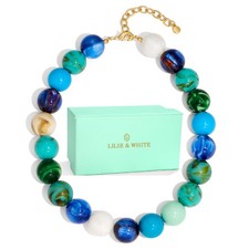 Lilie White Liliewhite Colorful Chunky Bead Necklaces For Women 20Mm Trendy