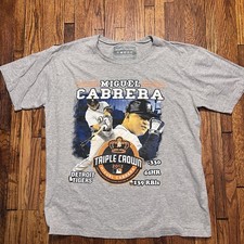 Miguel Cabrera 2012 Triple Crown Detroit Tigers T-Shirt Men's XL Gray MLB