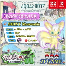 ✨6IV SHINY Meowstic male + EVS 🚀 POKEMON LEGENDS ZA✨Online delivery⚡ALPHA