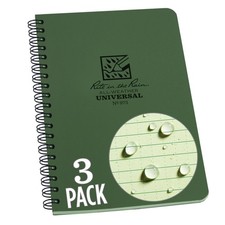 Weatherproof Side Spiral Notebook, 4.625" x 7", Green Cover, Universal Patter...