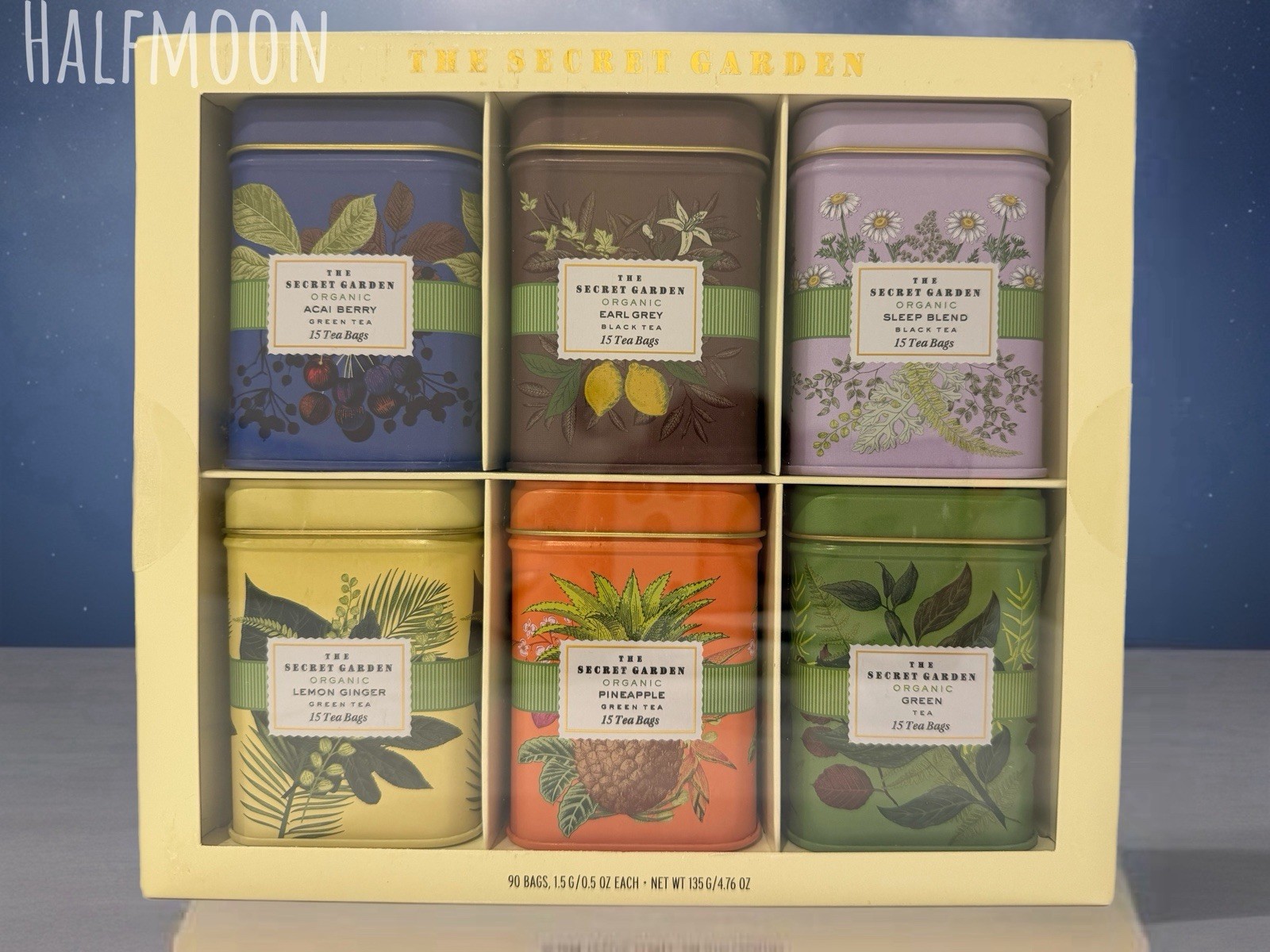 Collection Gift Set Tins Green Tea Earl Grey Acai Pineapple 