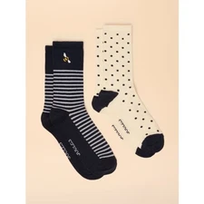 Joules Everyday Navy/White 2 Pack Socks - Size UK 4-8 - BNWT