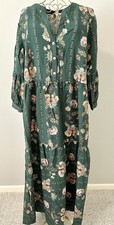Fig + Flower Woven Boho Peasant Maxi Dress Boho Floral Green Pink Size XL NEW