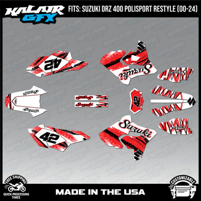 Graphics Kit for Suzuki DRZ400 Polisport Restyle (2000-2024) Whiplash-RED