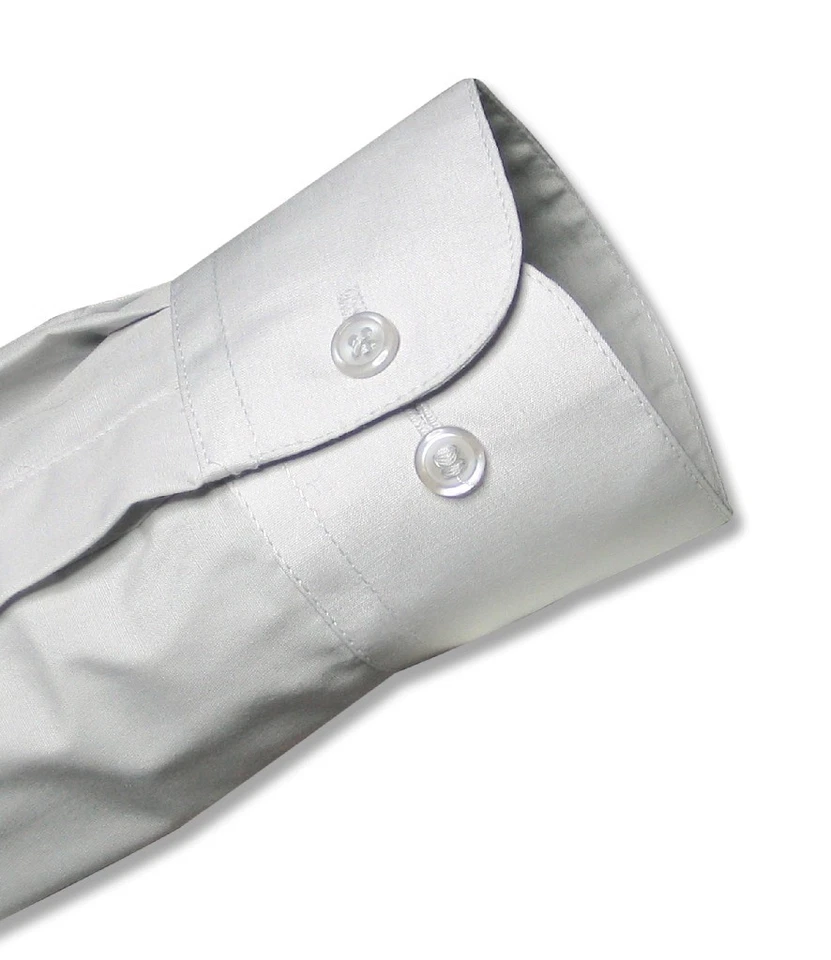 Camisa de vestir para hombre color gris plateado liso con puños convertibles talla 15 34/35 Foto 3 de 4