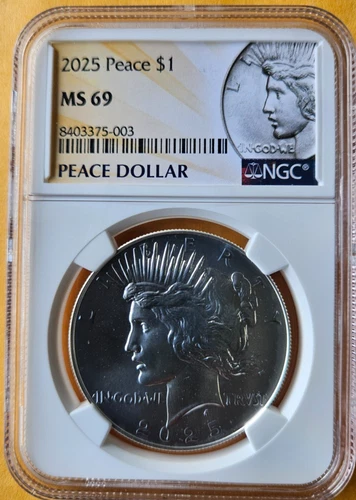 2025 Peace $1 Silver Dollar NGC MS69 w/COA & BOX Free Shipping