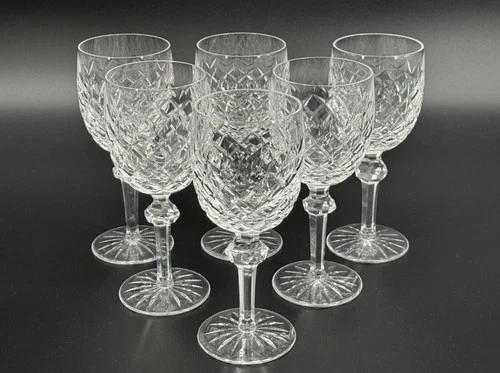 Set of (6) Vintage Waterford POWERSCOURT Crystal 7-3/4” Water Goblets Glasses