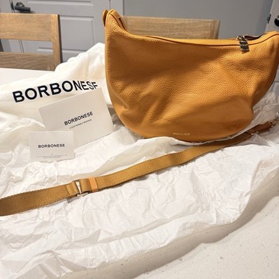 NEW Borbonese - Medium Luna Bag  Yellow Leather AUTHENTIC NWT