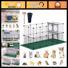 Small Animal Playpen with Oxford Mat, 24" Height, Pet Exercise Fence, DIY Design