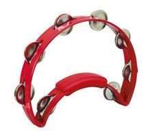 Rhythm Tech RT1230 Solo Tambourine. Red with Single Row Nickel Jingles