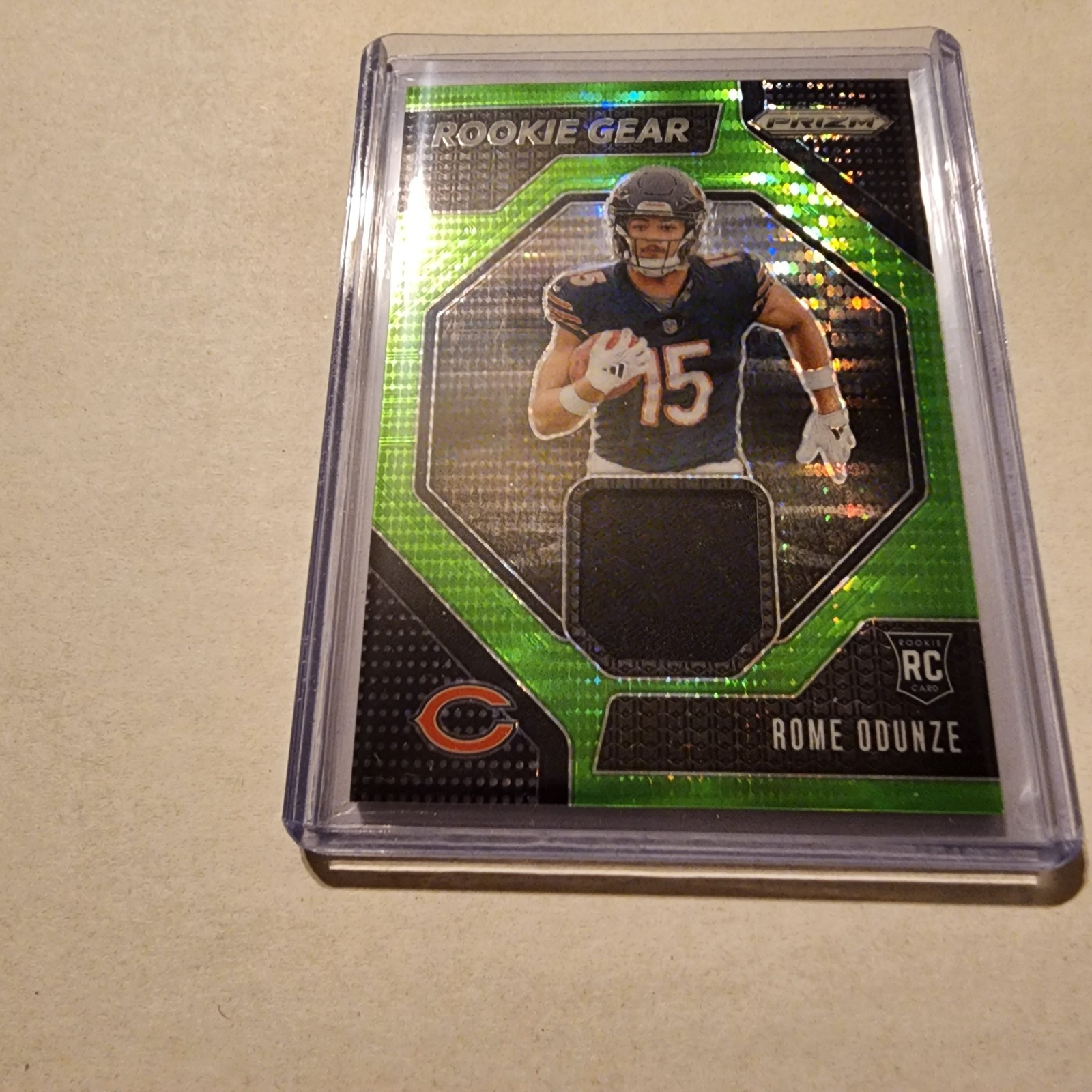 2024 Prizm Rome Odunze Rookie Gear Neon Green Pulsar (RC) #RG-ROE