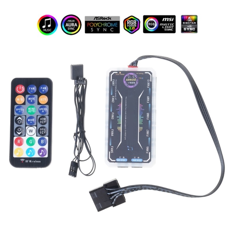 CoolMoon RGB Fan Controller Motherboard Synchronization Remote