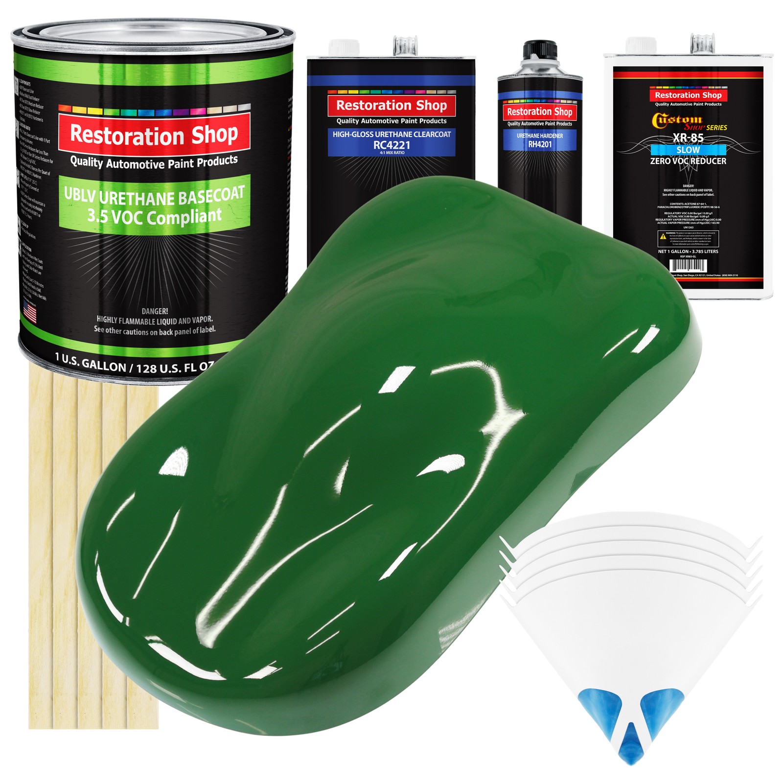 Emerald Green Low VOC Slow Gallon Urethane Basecoat Auto Paint Kit with Clearcoat