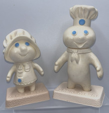 POPPIN FRESH 1971 POPPIE 1972 Pillsbury Dough Boy Girl W/ Stands READ