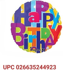 18C HX Bright Happy Bday Letters - 6 Balloons NEW