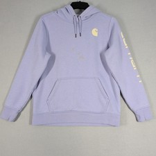 Carhartt Hoodie Women L Lavender TS0288-W Relaxed Fit Logo Graphic Sweatshirt