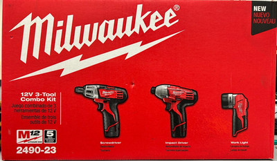 MILWAUKEE 12V 3-TOOL COMBO KIT 2490-23 (SCREWDRIVER, IMPACT DRIVER, WORK LIGHT)