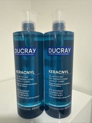Ducray Keracnyl Cleansing Gel (Face & Body) 400ml X 2.  EXP 07/2028