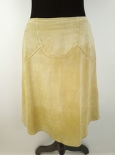 Vintage 90s Verducci Tan Suede Leather Midi Skirt Western Country Size 6