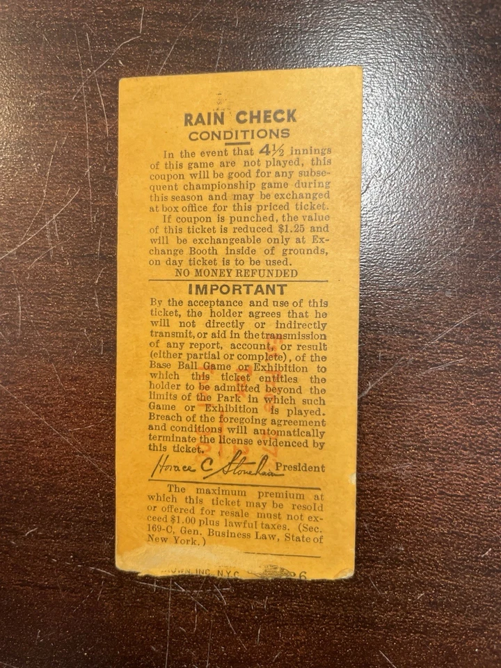 Boleto 9 de septiembre 1954 New York Giants Feat. Ernie Banks, Willie Mays ganó 7-6 Foto 2 de 2
