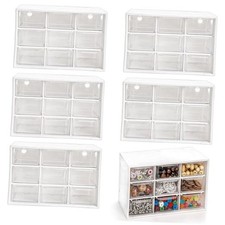 6 Pack Mini Drawer Organizer with 9 Drawers, Plastic Desktop Craft Whole