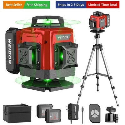 Laser Level 360 Self Leveling with Tripod, 4D Lazer Level,4x360° Cross Line L...