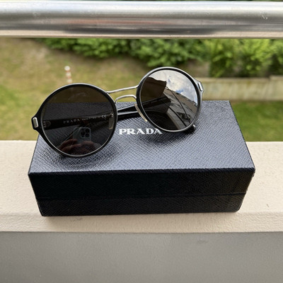 PRADA Herren Sonnenbrille SPR57T rund schwarz getönt Komplettset