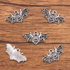 15PCS Black Enamel Metal Bat Gothic Halloween Pendant Charm HYG45