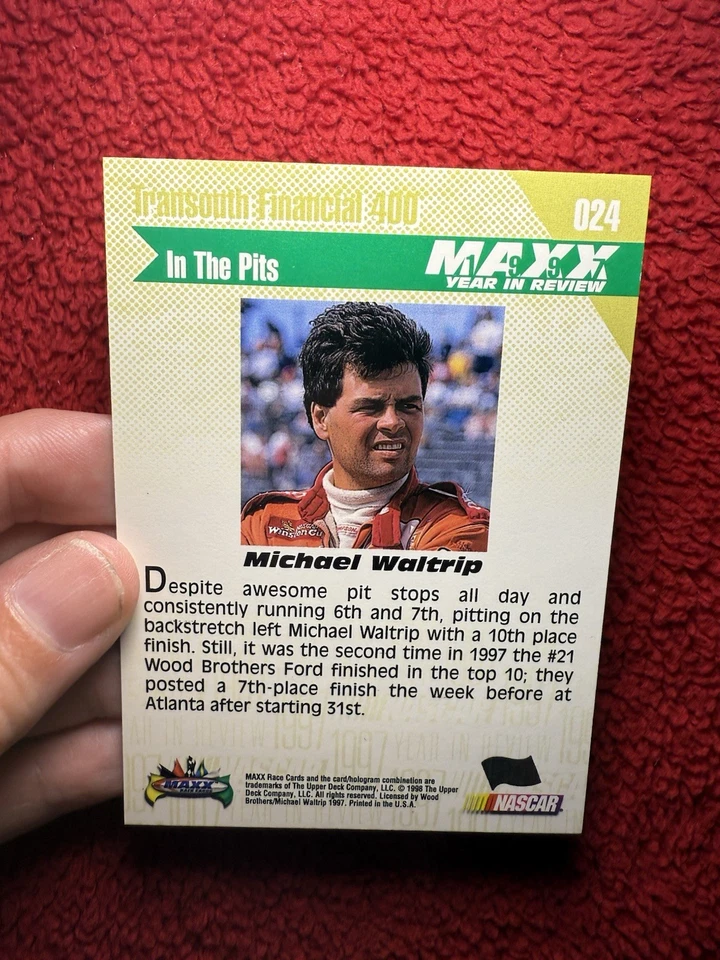 Vintage 1998 Michael Waltrip Maxx Upper Deck Nascar Racing Trading Card 024 - Image 4 of 4