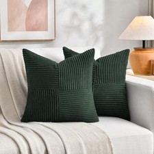 Set of 2 Samll Decorative Throw Pillow Covers 14" x 14" Pack of 2 Dark Green