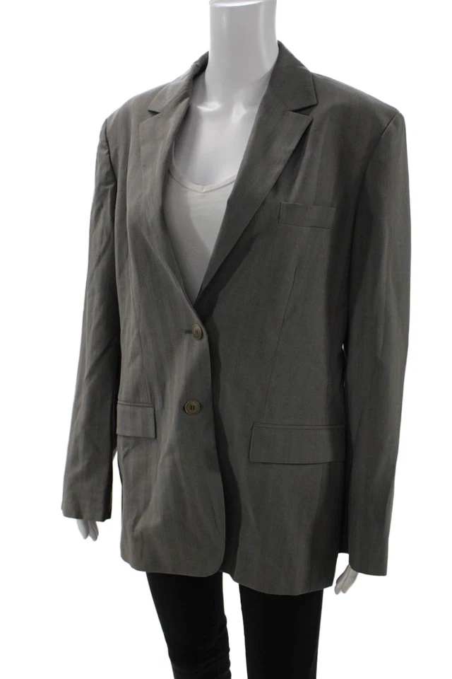 Blazer Calvin Klein Para Hombres Rayas Lana Mezcla Algodón Botón Manga Larga Talla 14 Foto 3 de 4