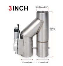 3" 76mm Dual Electric Exhaust Valve w/Remote T304 Stainless Steel Y-Pipe