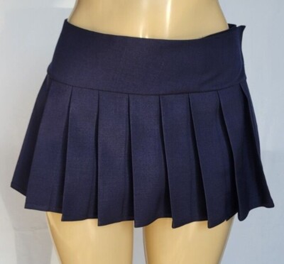 MICRO MINI Skirt Plaid Pleated (Navy)