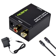 T69 Musou RCA Analog to Digital Optical Toslink Coaxial Audio Converter W/ Fiber