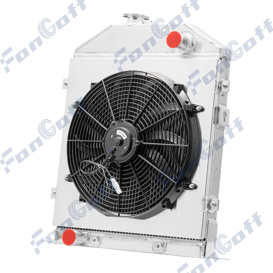 3 Row Radiator+Shroud Fan for 1942-1948,44 Ford Deluxe Ford Configuration Engine Foto 3 de 4