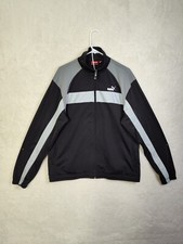 Puma Sweatshirt Medium Black Fleece Long Sleeve Full Zip Pockets Activewear