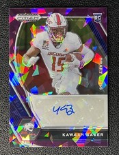 2021 Panini Prizm Kawaan Baker RC Rookie Draft Picks Purple Cracked Ice Auto /99