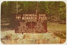 Marker of summit Monarch continental divide Pass Salida Gunnison CO Postcard