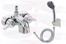Chrome Bathroom Add-A-Shower Clawfoot Tub Diverter Faucet & Hand Shower Kit