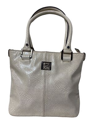 Vintage Anne Klein Satchel Handled Faux Crocodile Exterior Purse