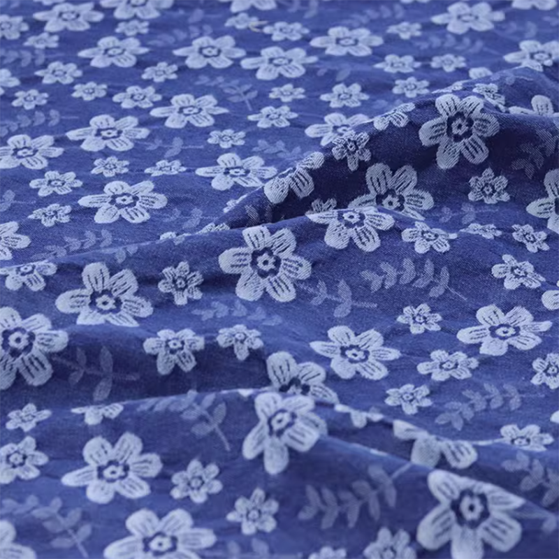 Jacquard Flower Cotton Denim Fabric Material By The Metre DIY Sewing