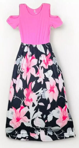 Kancystore Maxi Dress Womens Small Pink Floral Cottagecore Summer Festival