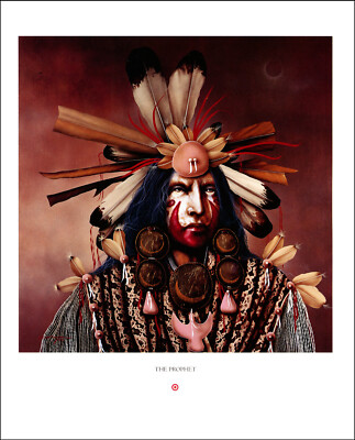 1998 Vintage Print Native American Ghost Dance Art Dress Indigenous People
