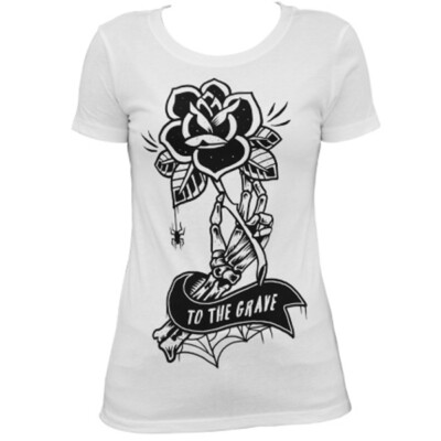 Lowbrow Art White To The Grave Women's Tee Tattoo Art by Adi S-M-L-XL-XXL NWT