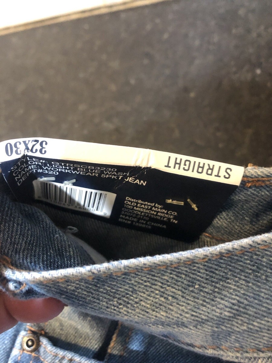 Mission Ridge 32x30 Rugged Denim Workwear Mens Light Blue Jeans