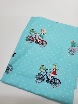 Tasha Noel Fabric Country Girls Patchwork Red Blue Craft Sew Quilt HALF YARD