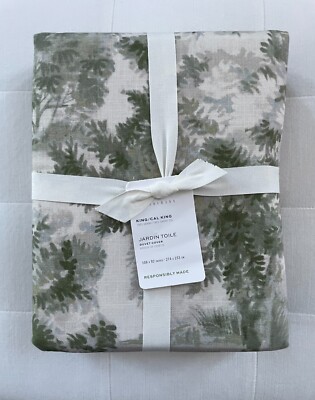 Pottery Barn JARDIN TOILE Duvet King California King Green NWT